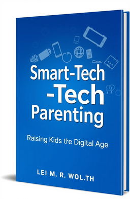 A sleek, modern blue ebook cover featuring the title "Smart-Tech Parenting: Raising Kids in the Digital Age" prominently displayed in a stylish font