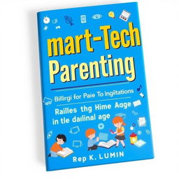 A vibrant blue ebook cover featuring the title "Smart-Tech Parenting: Raising Kids in the Digital Age" in an eye-catching, modern font