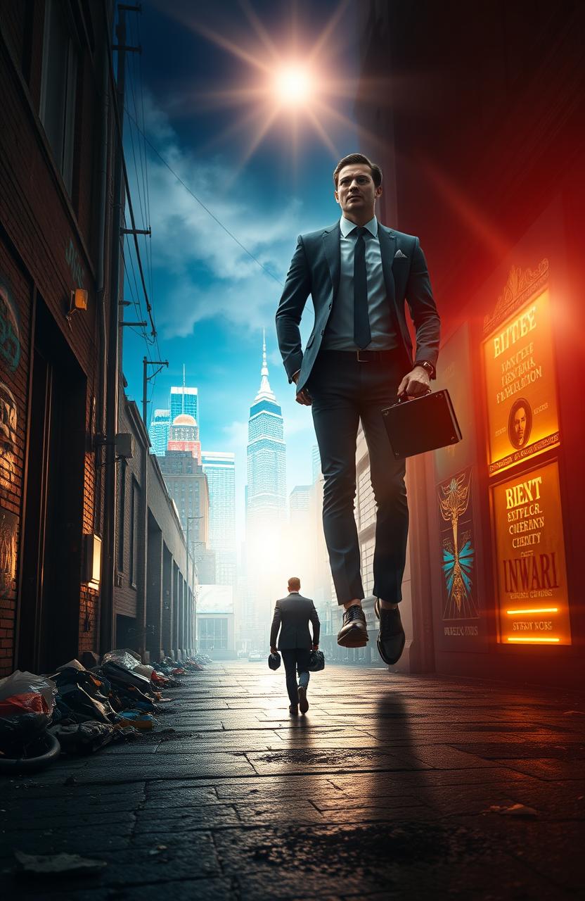 The embodiment of Success, capturing the contrast between the dusty back alleys and the bright lights of glory