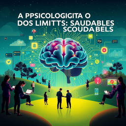Um design de capa atraente para o livro 'A Psicologia dos Limites Saudáveis em um Mundo Hiperconectado'
