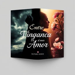 A captivating book cover design for a novel titled 'Entre a Vingança e o Amor'