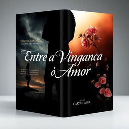 A captivating book cover design for a novel titled 'Entre a Vingança e o Amor'