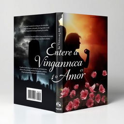 A captivating book cover design for a novel titled 'Entre a Vingança e o Amor'