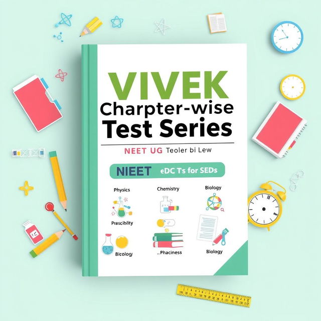 An educational book cover design for 'VIVEK Chapter-wise Test Series' tailored for NEET UG preparation