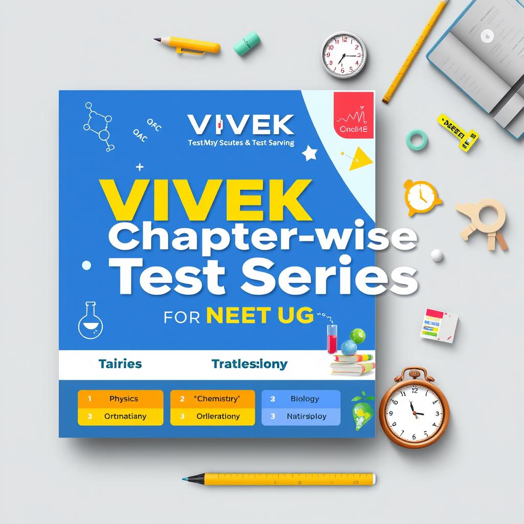 An educational book cover design for 'VIVEK Chapter-wise Test Series' tailored for NEET UG preparation