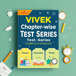 An educational book cover design for 'VIVEK Chapter-wise Test Series' tailored for NEET UG preparation