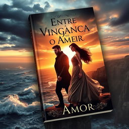 A captivating book cover design for 'Entre a Vingança e o Amor'