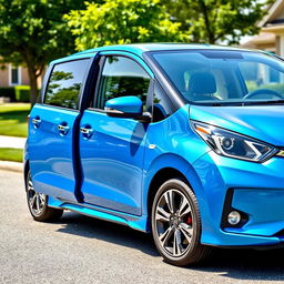 A compact car featuring distinctive plastic panels on the doors and a family-oriented body kit, designed for versatility and practicality