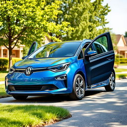 A compact car featuring distinctive plastic panels on the doors and a family-oriented body kit, designed for versatility and practicality