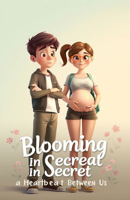A tall, handsome young college boy standing next to a young college girl who is visibly pregnant