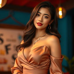 A beautiful Indonesian woman with Korean mixed heritage, showcasing her stunning features and captivating beauty