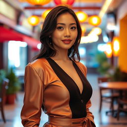 A beautiful Indonesian woman with Korean mixed heritage, showcasing her stunning features and captivating beauty