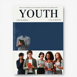A serious and professional magazine cover aimed at youth, featuring a sophisticated title at the top in bold, modern typography