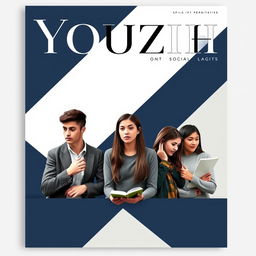 A serious and professional magazine cover aimed at youth, featuring a sophisticated title at the top in bold, modern typography