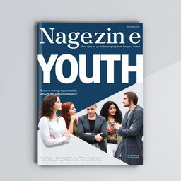 A serious and professional magazine cover aimed at youth, featuring a sleek and minimalist design without any text