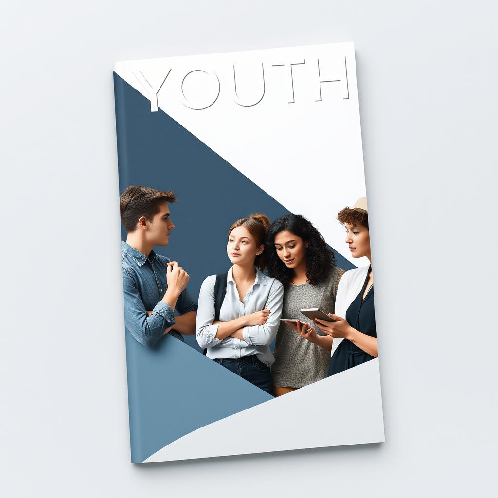 A serious and professional magazine cover aimed at youth, featuring a sleek and minimalist design without any text