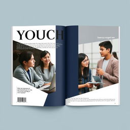 A serious and professional magazine cover aimed at youth, featuring a sleek and minimalist design without any text
