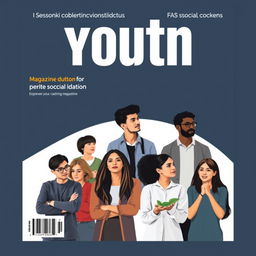 A serious and professional A4 magazine cover aimed at youth, featuring bold, modern typography for the magazine title prominently displayed at the top