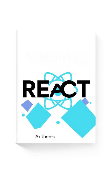 A book cover design for a title about React, featuring a visually striking and modern aesthetic
