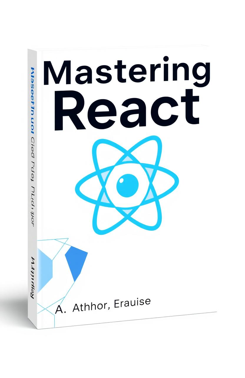 A book cover design for a title about React, featuring a visually striking and modern aesthetic