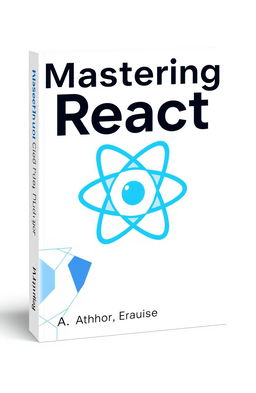 A book cover design for a title about React, featuring a visually striking and modern aesthetic