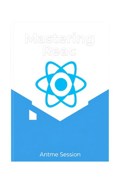 A book cover design for a title about React, featuring a visually striking and modern aesthetic