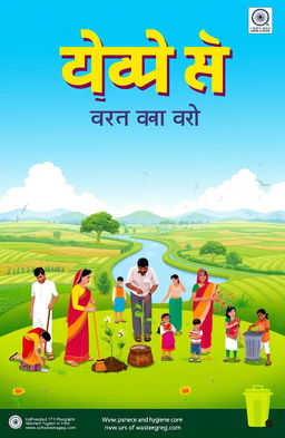 A vibrant and motivational poster for a project named 'स्वच्छ भारत अभियानः', showcasing the essence of cleanliness and hygiene in India