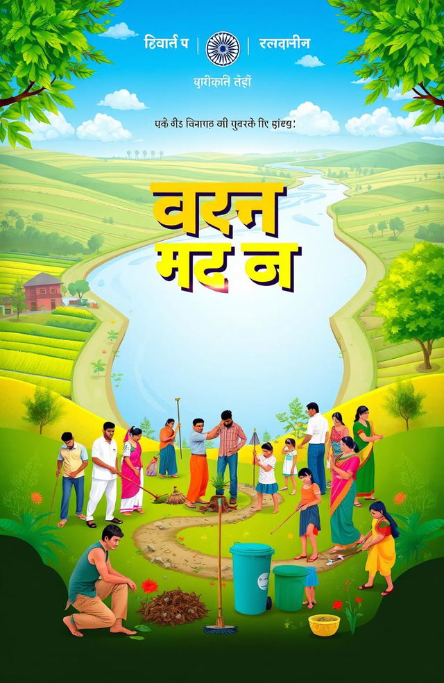 A vibrant and motivational poster for a project named 'स्वच्छ भारत अभियानः', showcasing the essence of cleanliness and hygiene in India