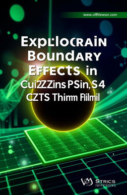 An eye-catching e-book cover design featuring the title "Exploring Grain Boundary Effects in Solution-Processed Cu2ZnSnS4 (CZTS) Thin Film for Solar Cells Application" prominently displayed