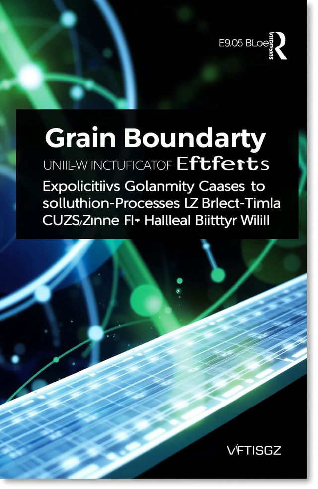 An eye-catching e-book cover design featuring the title "Exploring Grain Boundary Effects in Solution-Processed Cu2ZnSnS4 (CZTS) Thin Film for Solar Cells Application" prominently displayed