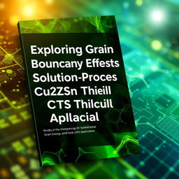An engaging e-book cover design featuring the title "Exploring Grain Boundary Effects in Solution Processed Cu2ZnSnS4 (CZTS) Thin Film for Solar Cells Application" prominently displayed