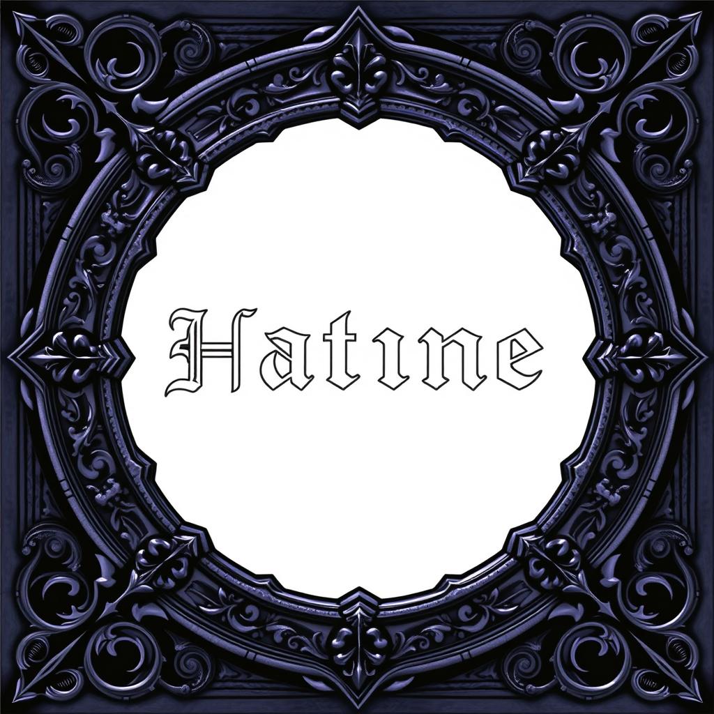 A gothic-style frame designed to encircle a name for coloring