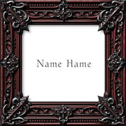 A square gothic-style frame designed specifically to hold a name