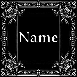 A square gothic-style frame designed specifically to hold a name