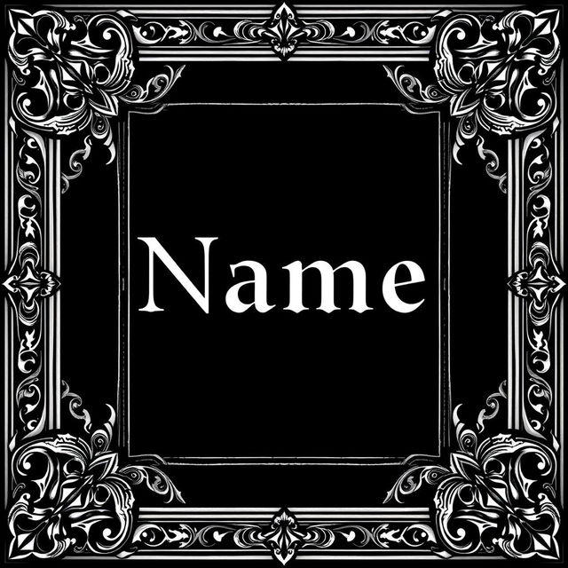 A square gothic-style frame designed specifically to hold a name