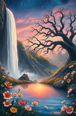 A mystical landscape depicting "Lágrimas del Tiempo" - the Tears of Time