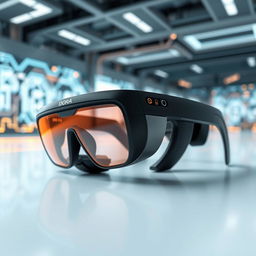 A futuristic technological glasses named 'Dora', featuring sleek design with integrated camera and sound system