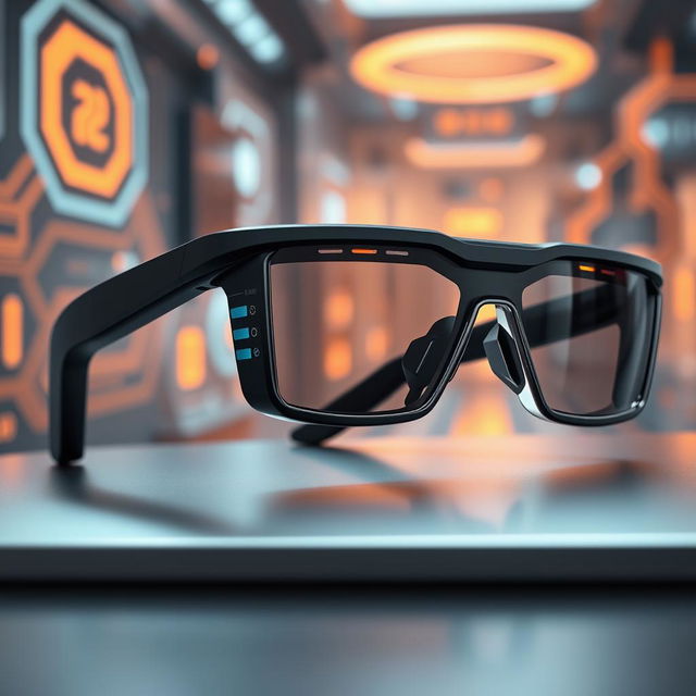 A futuristic technological glasses named 'Dora', featuring sleek design with integrated camera and sound system