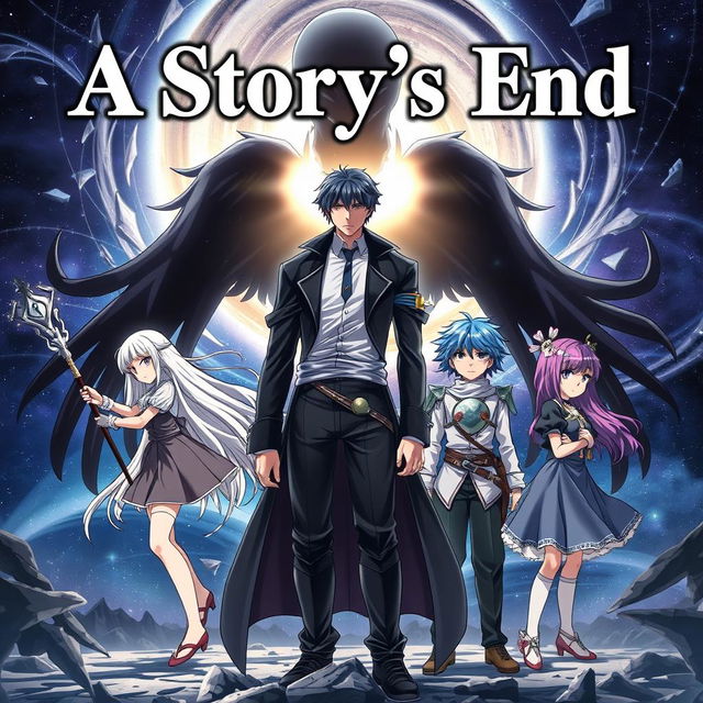 An anime cover depicting multiple story arcs featuring four distinct characters, each representing a unique narrative with their own endings