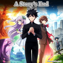 An anime cover showcasing multiple story arcs featuring two male characters and two female characters, each on their own journey leading to individual endings