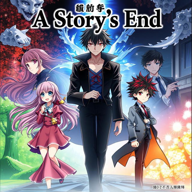 An anime cover showcasing multiple story arcs featuring two male characters and two female characters, each on their own journey leading to individual endings