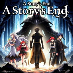An anime cover illustrating multiple storylines featuring two male characters and two female characters, each on their own journey leading to distinct endings