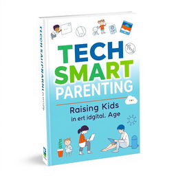 A modern parenting book cover design featuring a vibrant yet soothing color scheme of white and blue