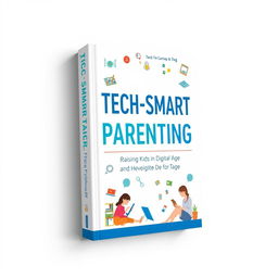 A modern parenting book cover design featuring a vibrant yet soothing color scheme of white and blue