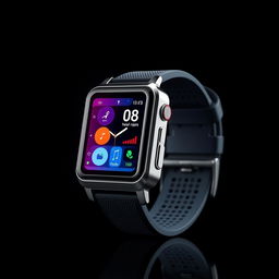 An advanced technology-inspired smart watch showcased prominently against a dark, sleek background