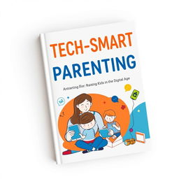 A modern parenting book cover design featuring a vibrant color scheme incorporating white, blue, and orange