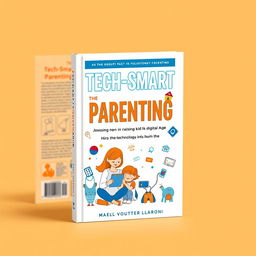 A modern parenting book cover design featuring a vibrant color scheme incorporating white, blue, and orange