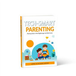 A modern parenting book cover design featuring a vibrant color scheme incorporating white, blue, and orange