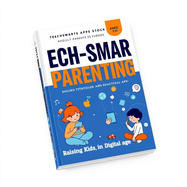 A modern parenting book cover design aimed at adult parents aged 25-45, featuring a vibrant color scheme of white, blue, and orange