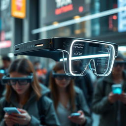 A futuristic pair of smart glasses equipped with artificial intelligence capabilities